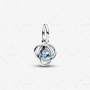 Pandora Sea Aqua Blue Eternity Circle Dangle Charm